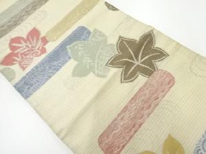 アンティーク　絽楓に青海波模様織出し丸帯（材料）